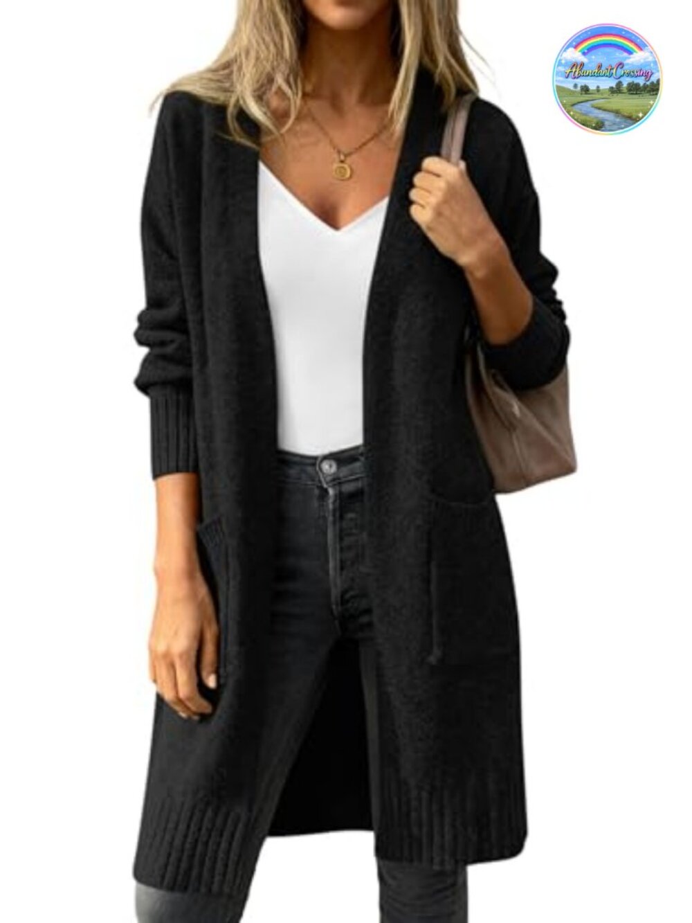 Oversized Open Front Long Knit Cardigan Sweater with Pockets